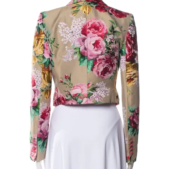 Dolce & Gabbana Floral Blazer in Red, Pink, and Yellow, Silk Blend - Picture 3 of 13